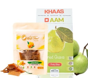 Khaso Aam Guava 100 Gm With Tester Mango Langra 40gm 100% Natural Dried Guawa Fruit Candy | Khaso Am Premium Amrood Fruit Bar, Mango Langra Candy Toff